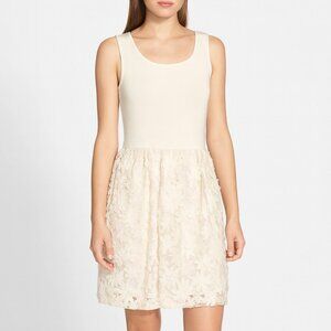 JM Studio Cream Lace Fit & Flare Dress Size 8 NWT Sleeveless Textured Skirt